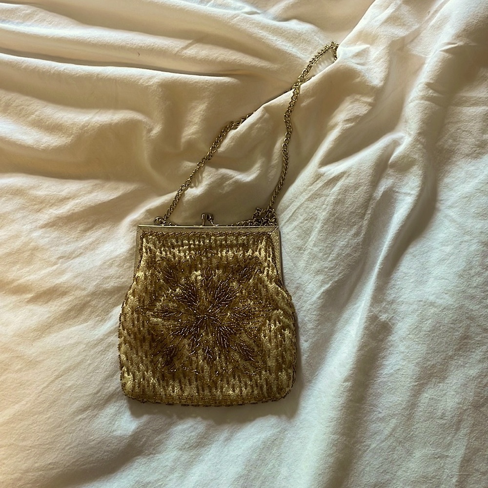 Vintage Gold Beaded Evening Bag